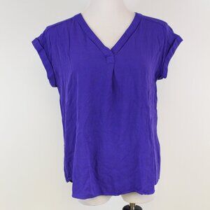 Liz Claiborne Purple V-Neck Top Size M Blouse